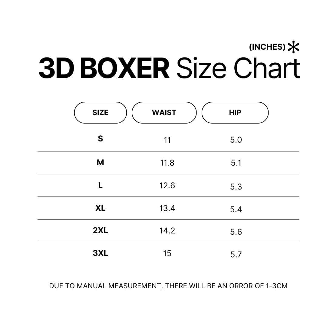 Boxer Size Chart - Paramore Band Store